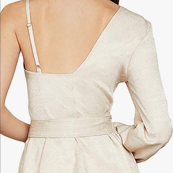 One Shoulder Metallic Peplum Wrap Top Blouse - Picture 3 of 4